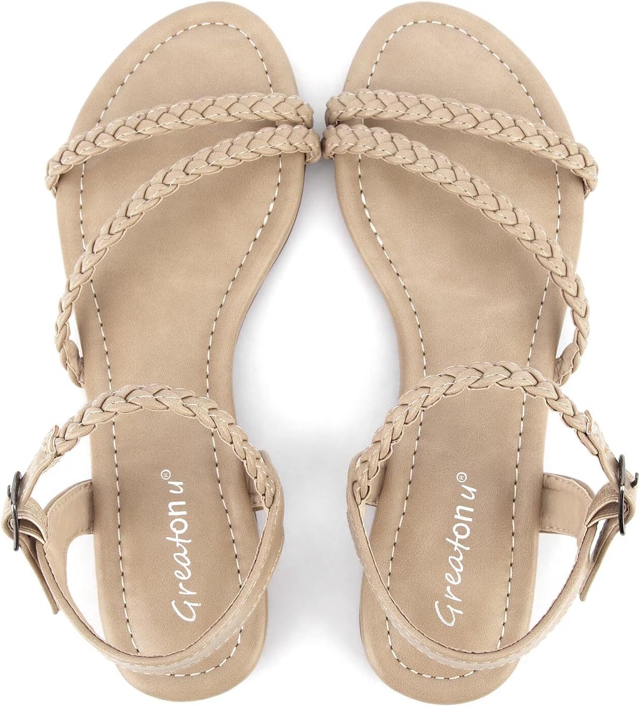 Greatonu Womens Flat Sandals Slip On Summer Gladiator Shoes