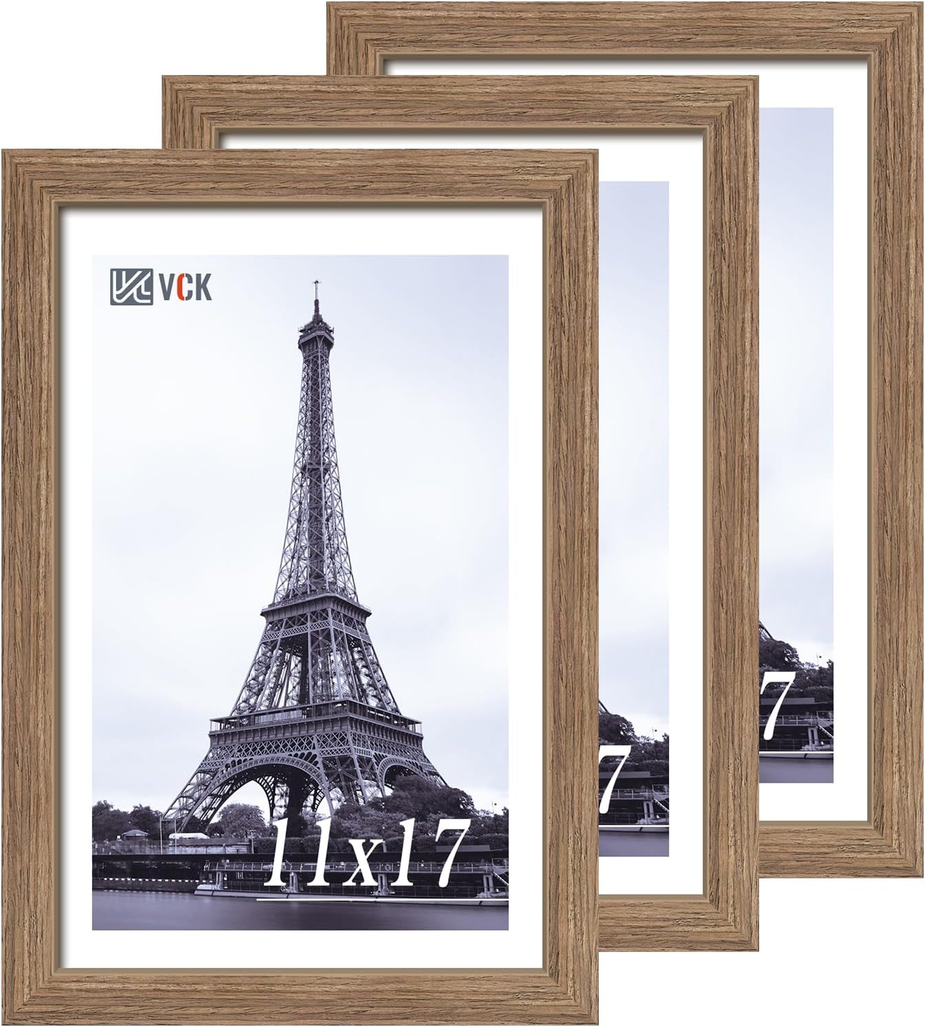 VCK 11x17 Picture Frame Set of 3 - Brown Walnut Elegance
