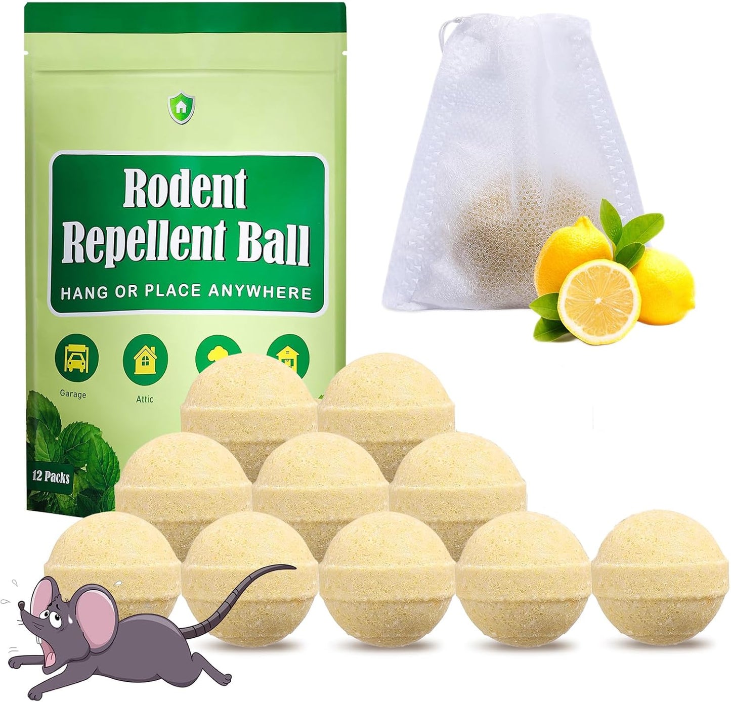 Peppermint Rat Repellent Balls - Keep Mice Out! - 10 Packs