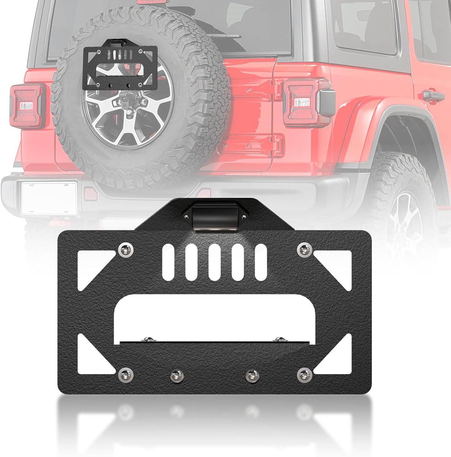JL Spare Tire License Plate Frame with LED Light for Jeep Wrangler