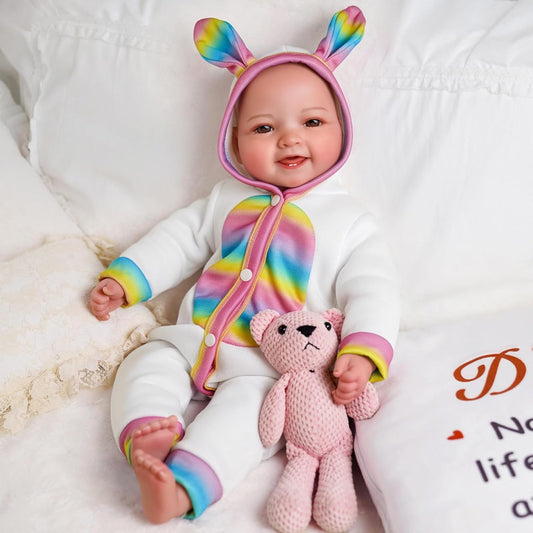 17Inch Realistic Baby Doll with Bunny Outfit - Perfect for Cuddling!