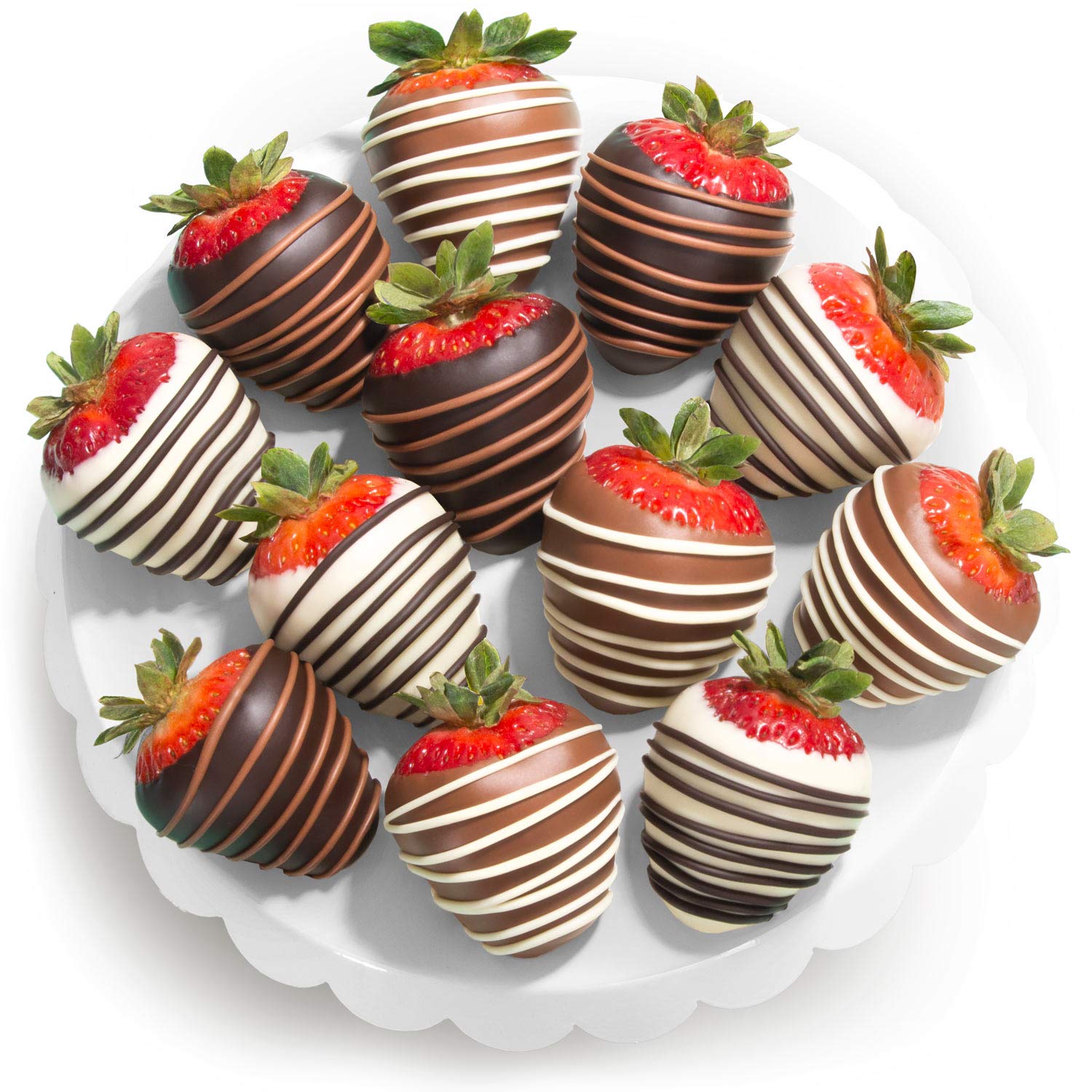 Chocolate Covered Strawberries - 12 Dark, Milk, White Delights
