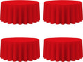 BRILLMAX 4 Pack Red Round Tablecloths 132 in - Elegant Reusable Covers