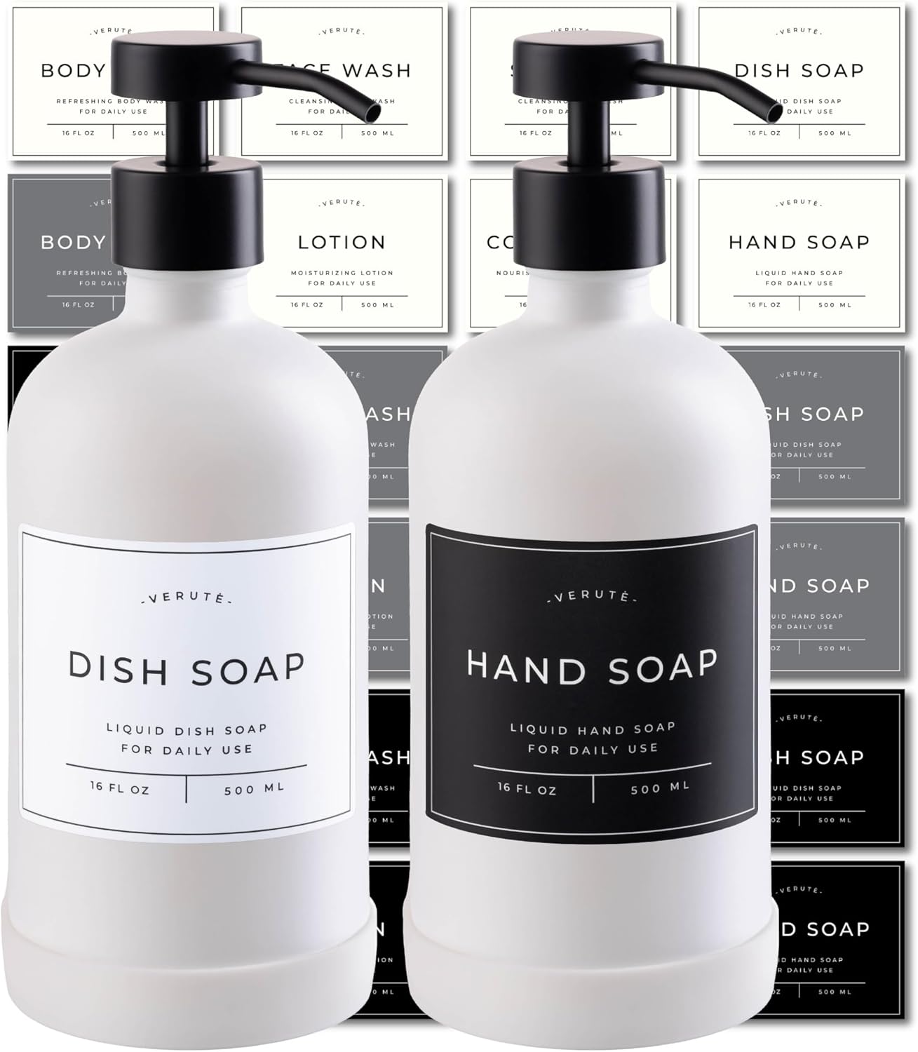 16oz Glass Soap Dispenser Set with Stainless Steel Pump for Home