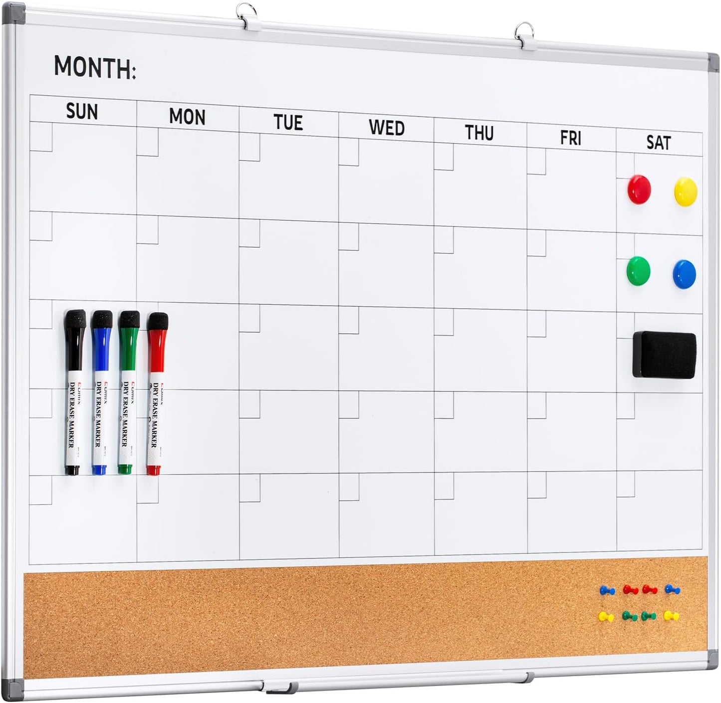 Comix Dry Erase Calendar Whiteboard Corkboard Combo for Wall