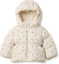 Girls' Water-Resistant Hooded Puffer Jacket - Insulated Peplum Fit