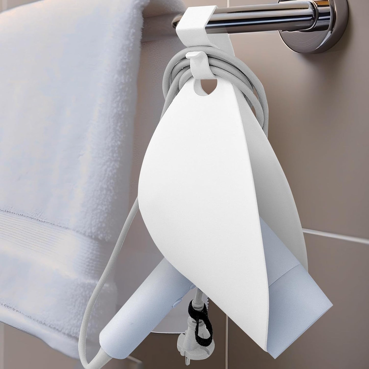 Drill-Free Hair Dryer Holder - Space-Saving Vanity Organizer