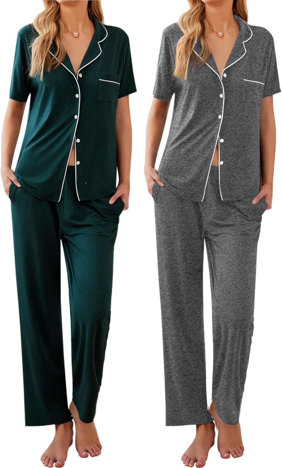 Ekouaer Womens Pajamas Short Sleeve Pjs Cozy Sleepwear Sets