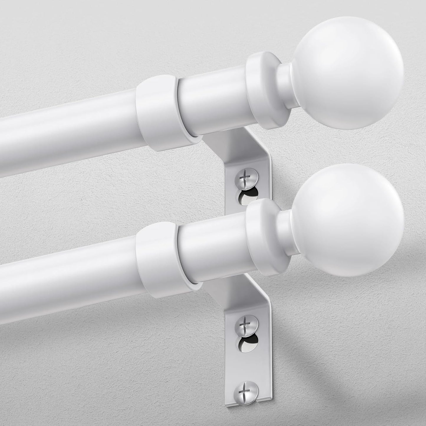Modern White Curtain Rods for Windows 30 to 56 Inch, 2 Pack