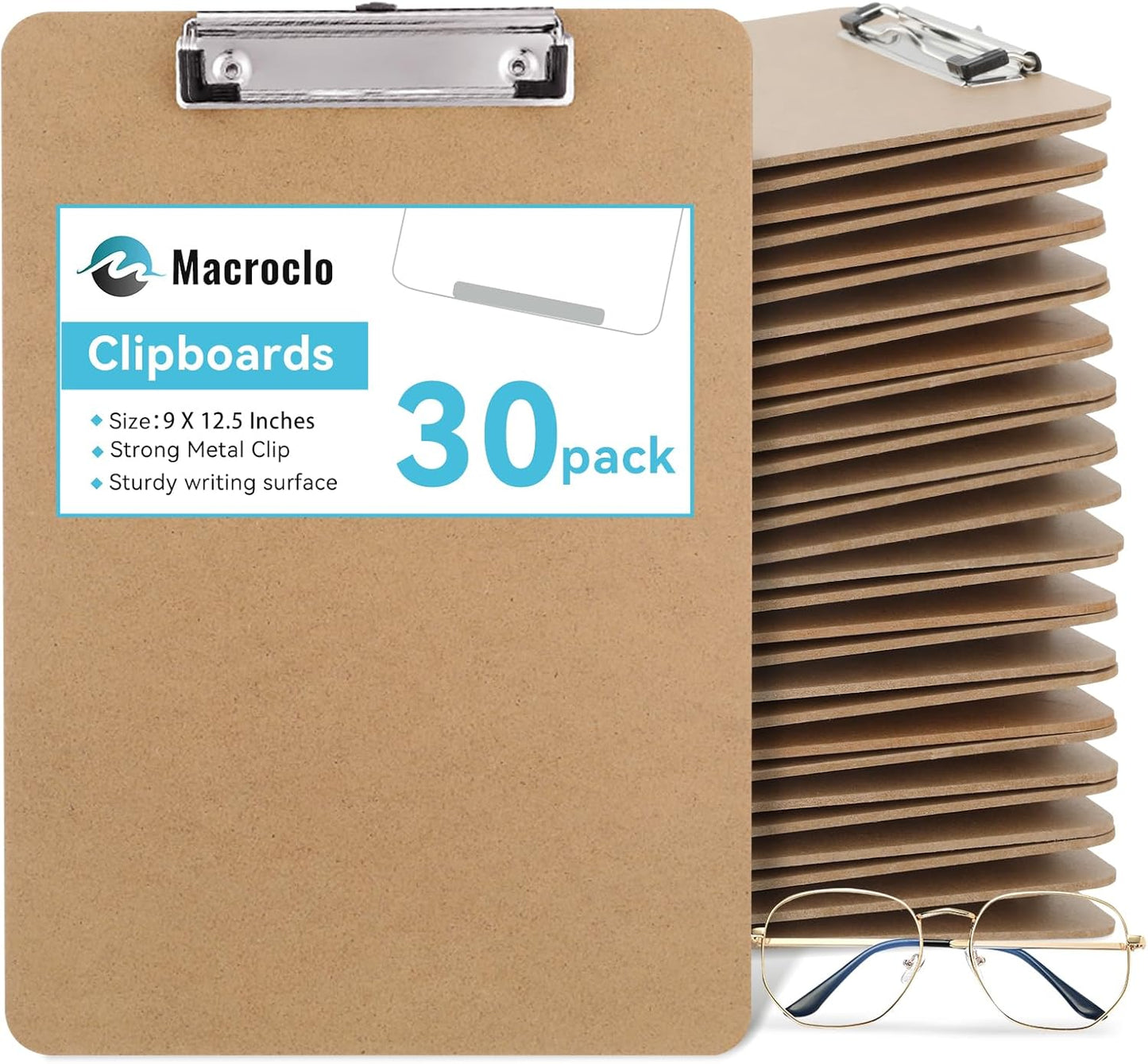 Wood Clipboards 30 Pack for Classroom and Office Use