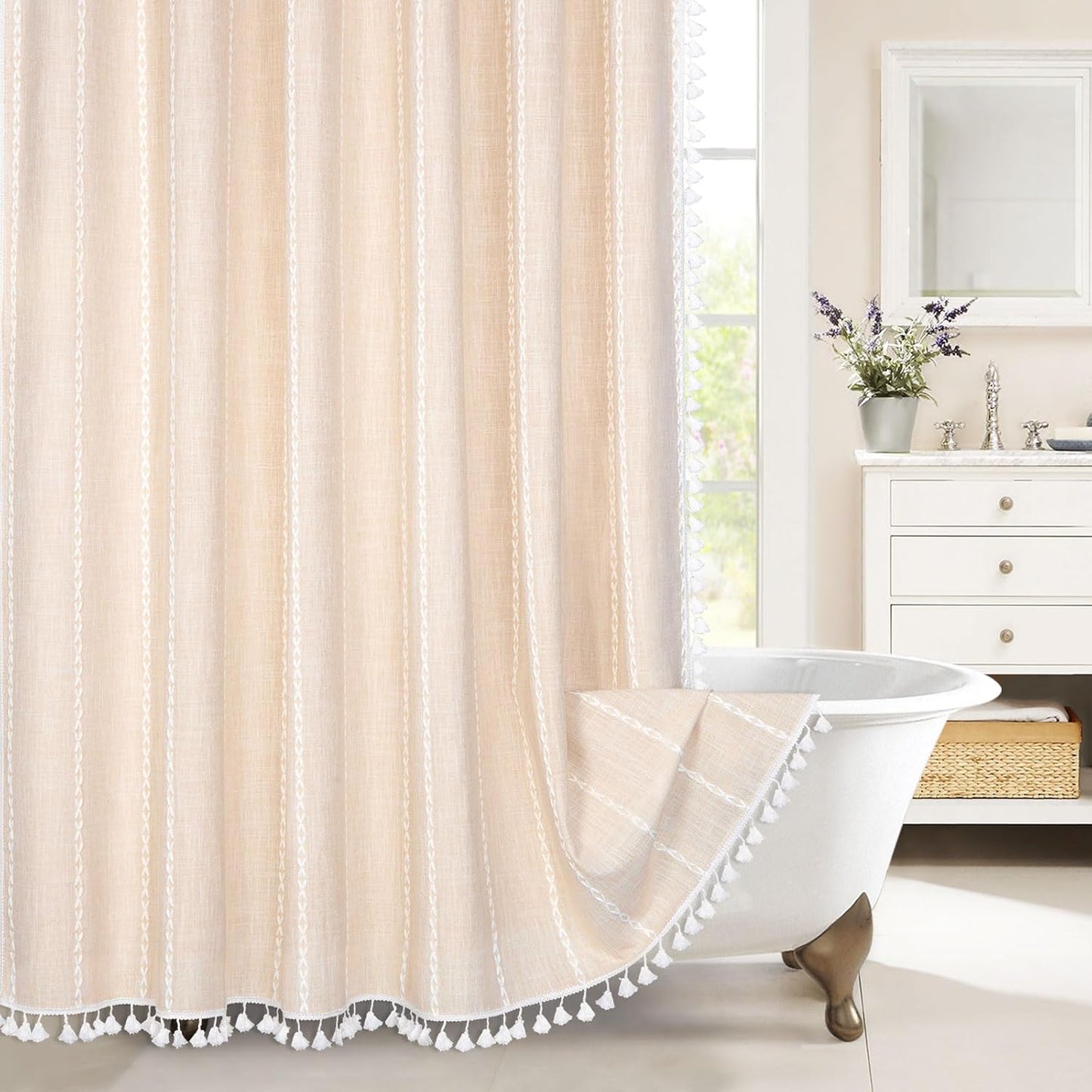 MitoVilla Boho Extra Long Shower Curtain for Vintage Decor