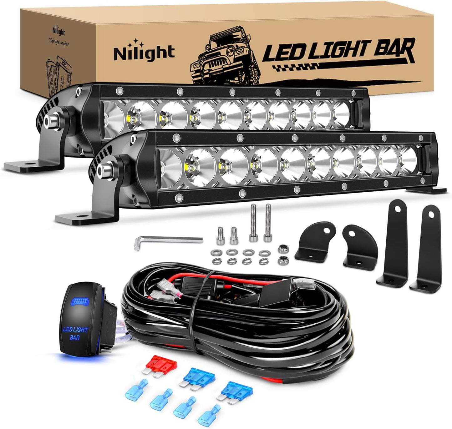 Nilight 11 Inch 50W LED Light Bar for Off-Road Vehicles