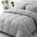 King Size Light Grey Comforter Set - Ultra-Soft 7-Piece Bed in a Bag