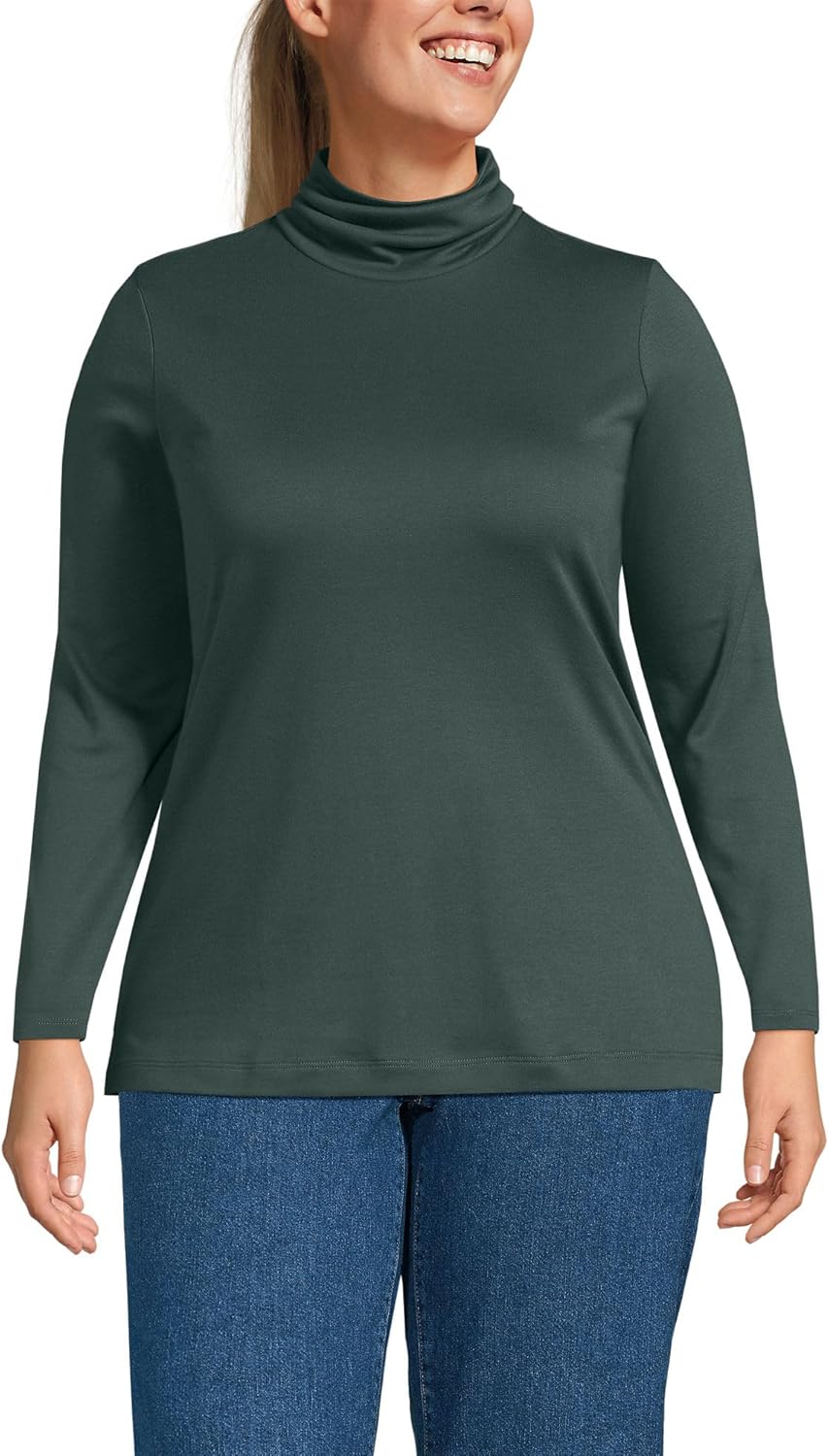Lands' End Women's Supima Cotton Fitted Long Sleeve Turtleneck