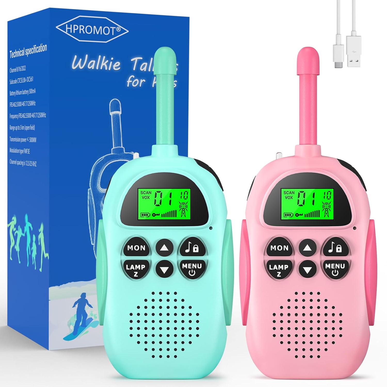 Rechargeable Walkie Talkies for Kids - 22 Channels, Fun Outdoor Toy!