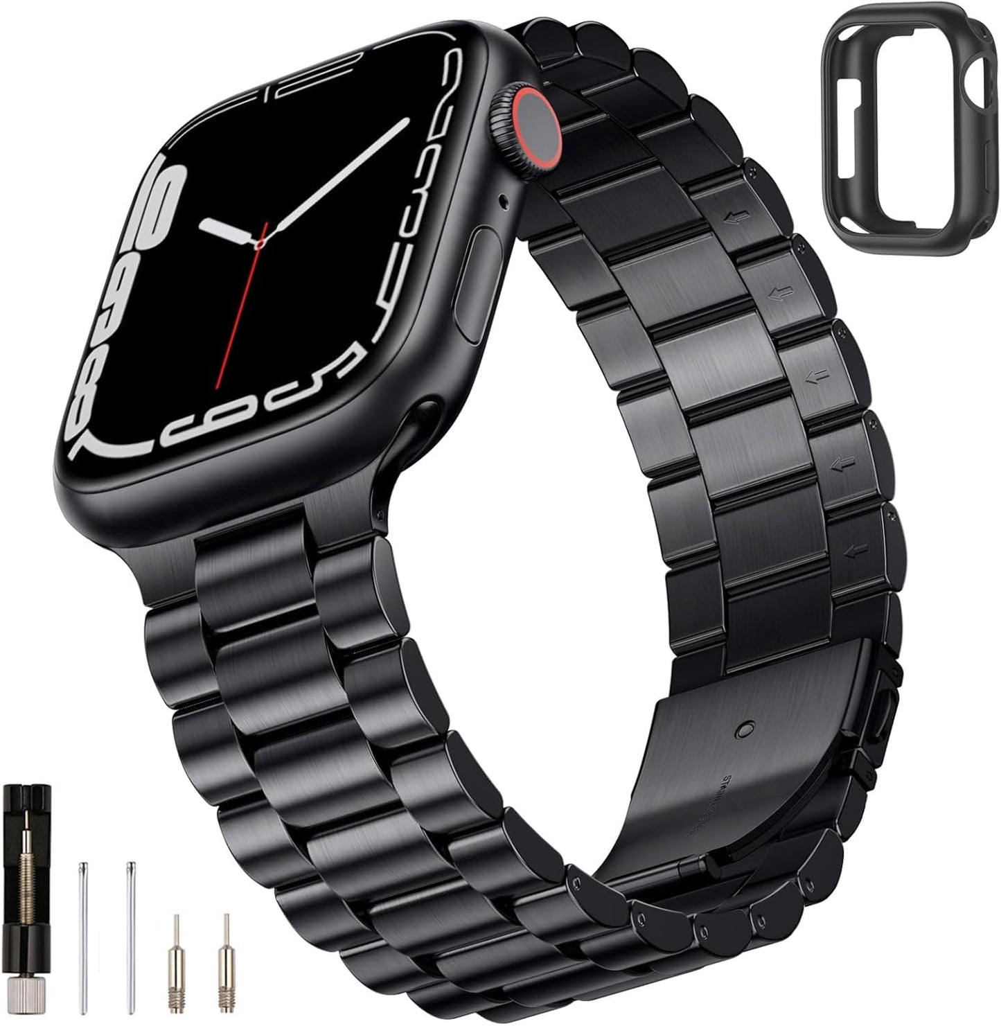 Sleek Stainless Steel Apple Watch Band + Case