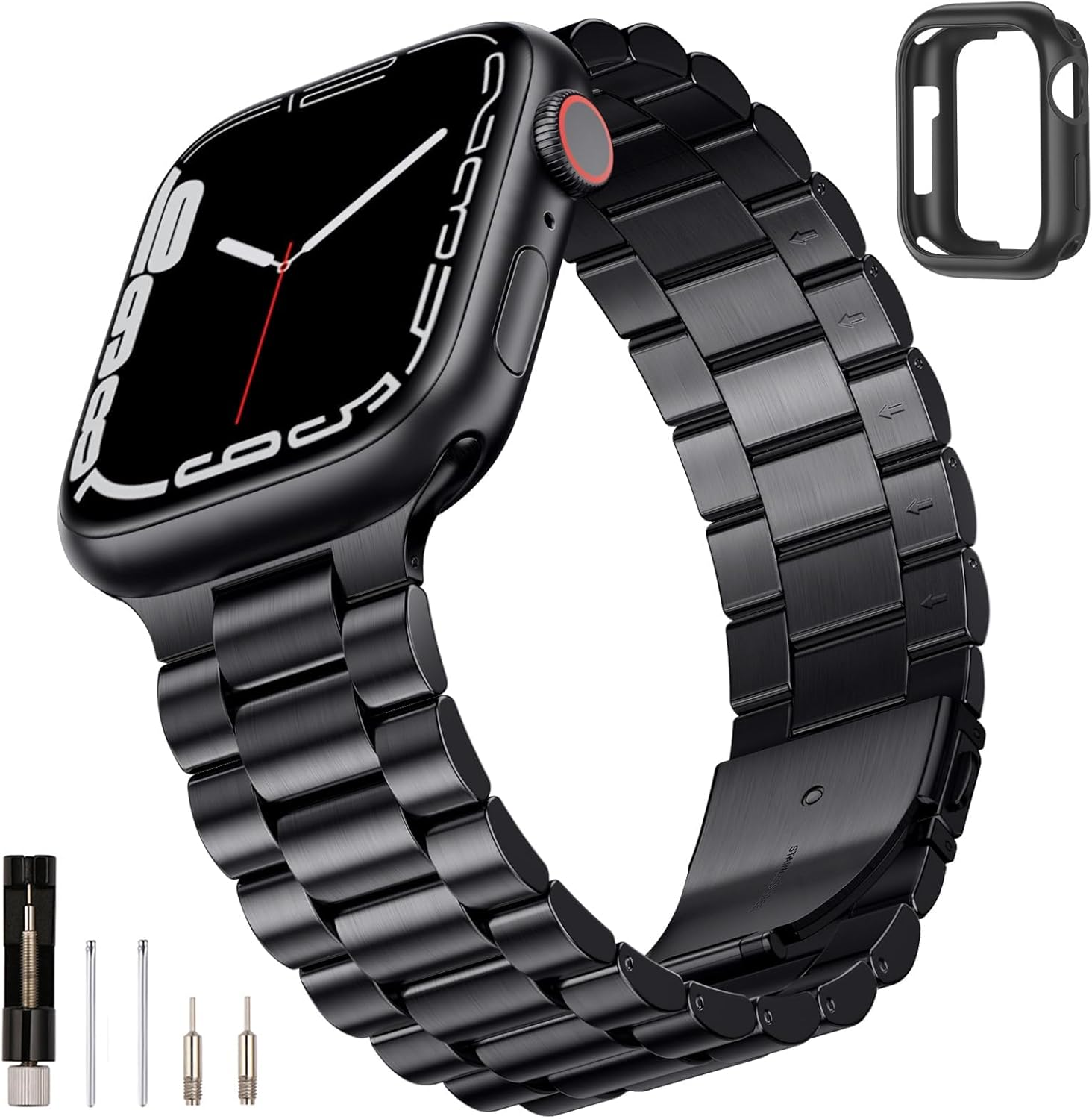 Sleek Stainless Steel Apple Watch Band + Case