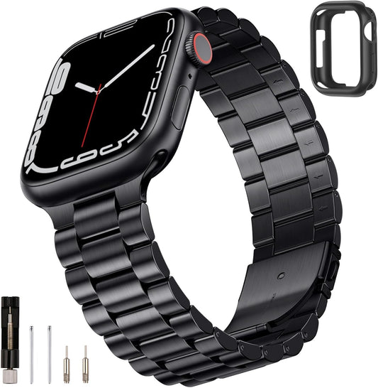 Sleek Stainless Steel Apple Watch Band + Case