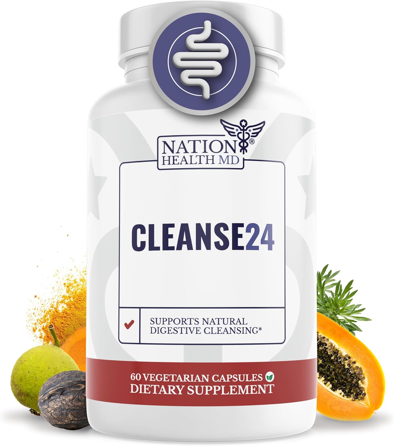 Cleanse24 Intestinal Cleanse with Wormwood and Papaya for Gut Health