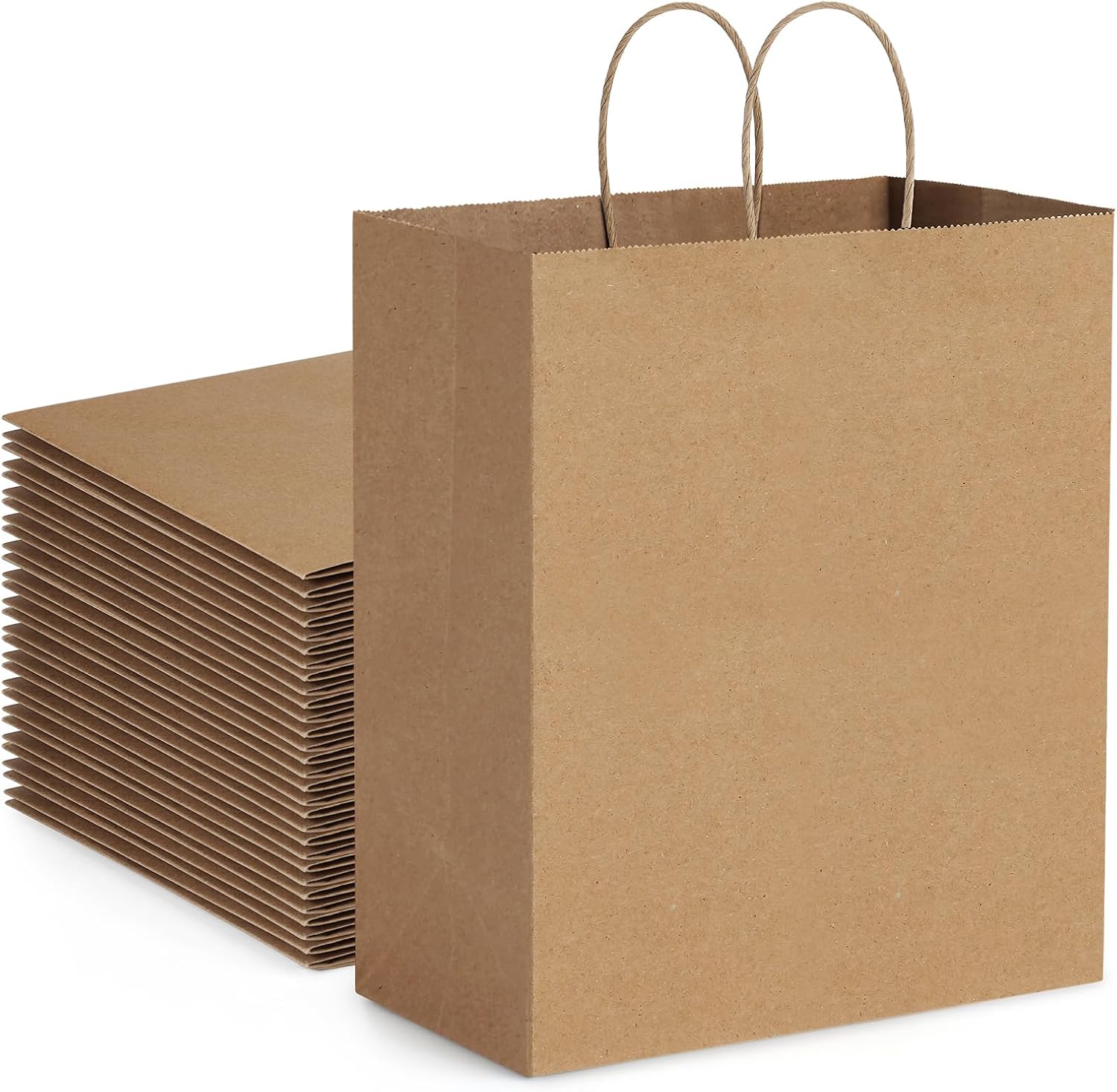 BagDream 100Pcs Brown Paper Bags with Handles for Retail Use