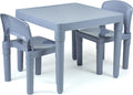 Humble Crew Kids Plastic Table and 2 Chairs Set - Durable Grey
