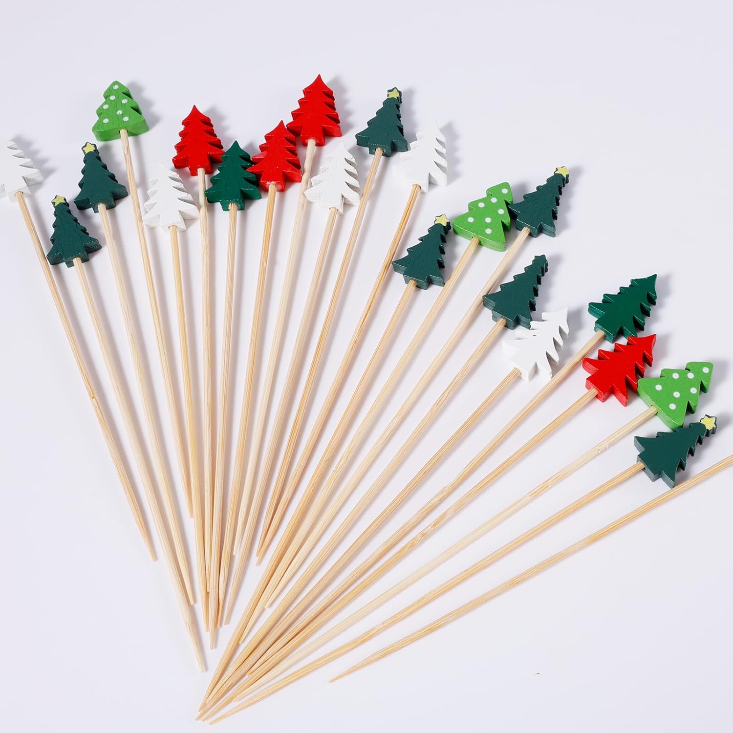 Festive Xmas Tree Cocktail Picks - 5 Styles, 100pcs