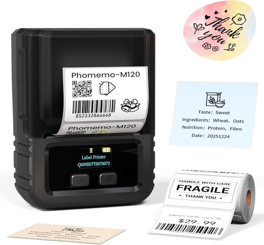 Phomemo M120 Label Maker: 2 inch Thermal Printer for Business & Home