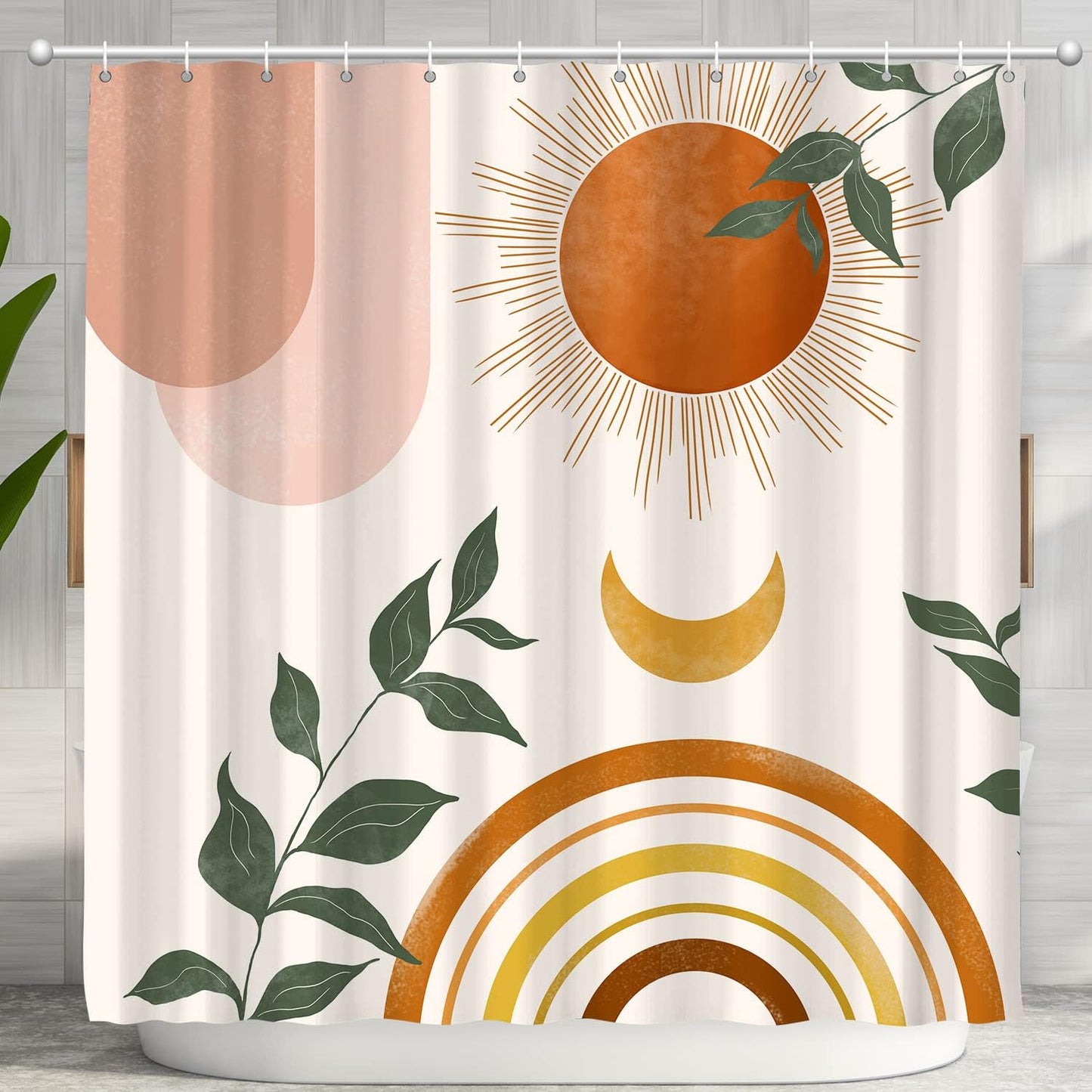 Vibrant Nature-Inspired Shower Curtain Set by Ghroiep