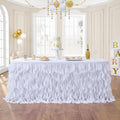 White Tutu Table Skirt 14FT for Rectangle & Round Tables - Elegant