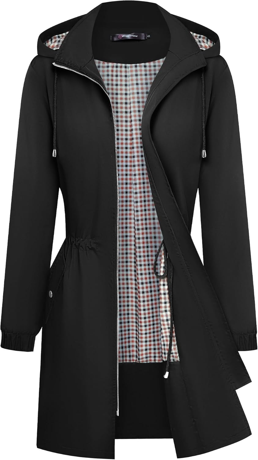 Bloggerlove Rain Jacket Women Lightweight Waterproof Windbreaker
