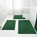 Dark Green Bathroom Rugs Set 3 Piece - Soft Microfiber Bath Mats