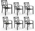 PHI VILLA 6-Piece Patio Metal Dining Chairs - Stackable Weatherproof