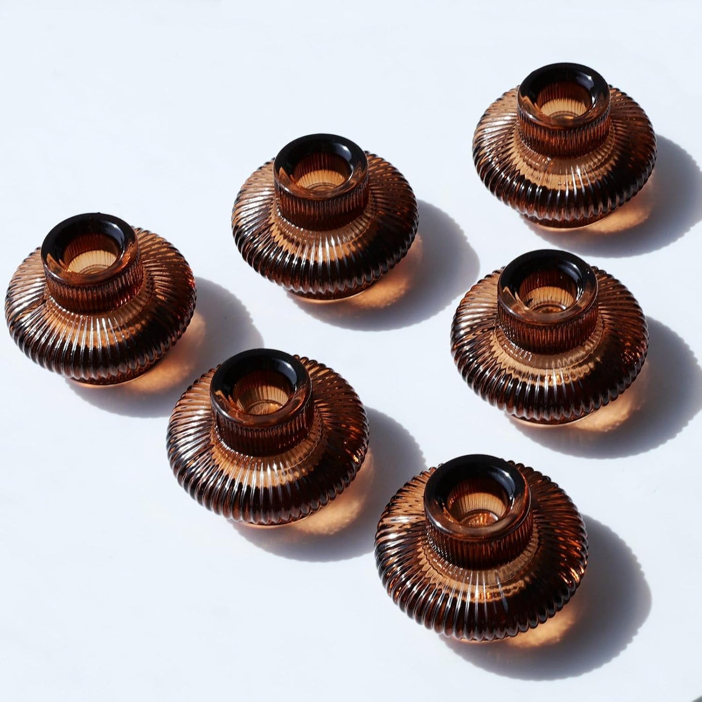 18pcs Brown Taper Candle Holders for Elegant Table Decor