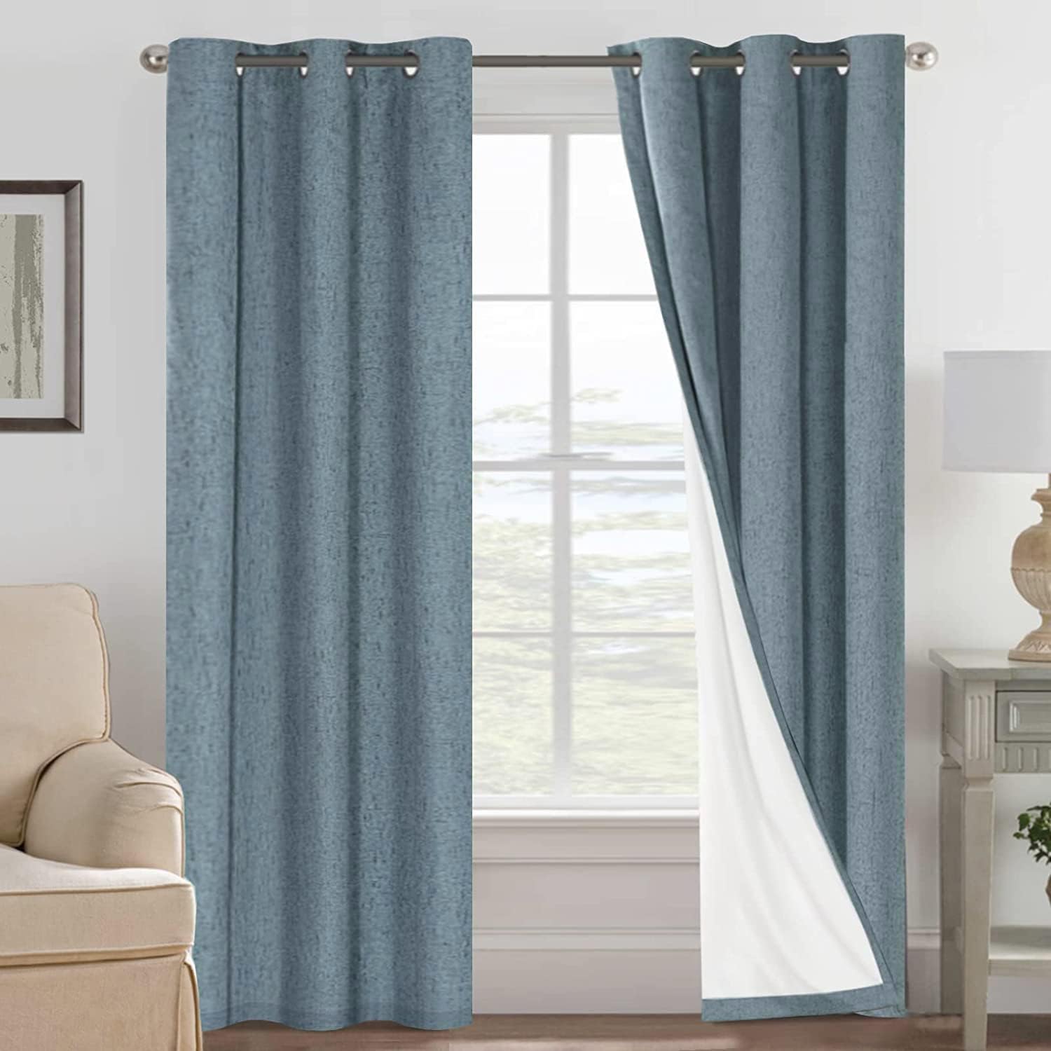 H.VERSAILTEX Primitive Linen Curtains 100% Blackout Drapes