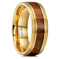Titanium Wedding Band for Men 8mm Black with Koa Wood Inlay