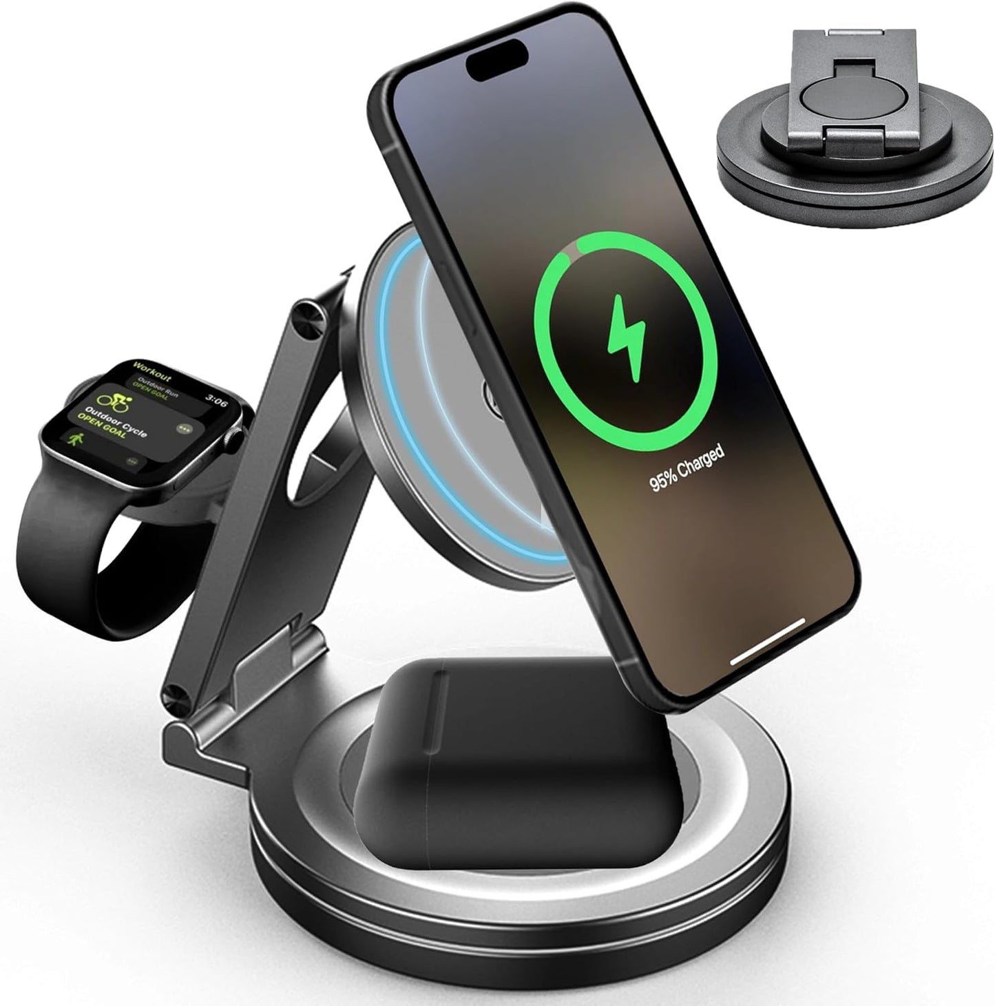 Rod & Go 3-in-1 Wireless Charger | Convenient Charging for Multiple Apple Devices