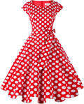 Kingfancy Women Vintage 1950s Swing Dress with Cap Sleeves