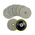 Dry Diamond Polishing Pads 4 in Set of 7 Plus Plastic Backer