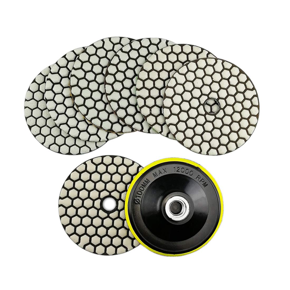 SHDIATOOL 4 Inch Dry Diamond Polishing Pads Set for Stone Work