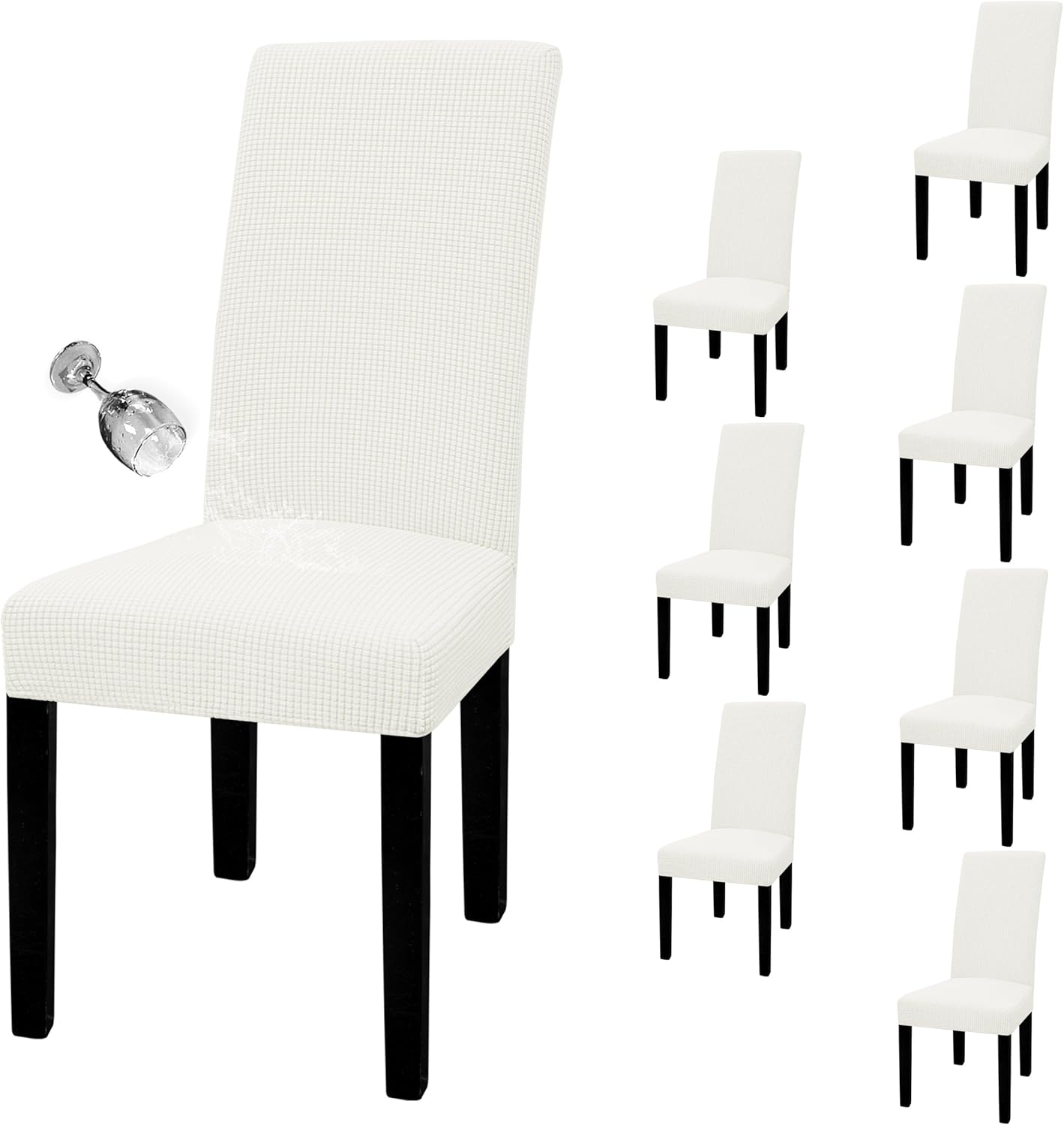 Waterproof Dining Room Chair Cover Set of 8 for Parson Chairs