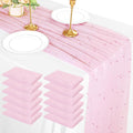 12 Pack 10ft Pink Pearl Table Runners 30x120 in - Elegant Tulle Decor