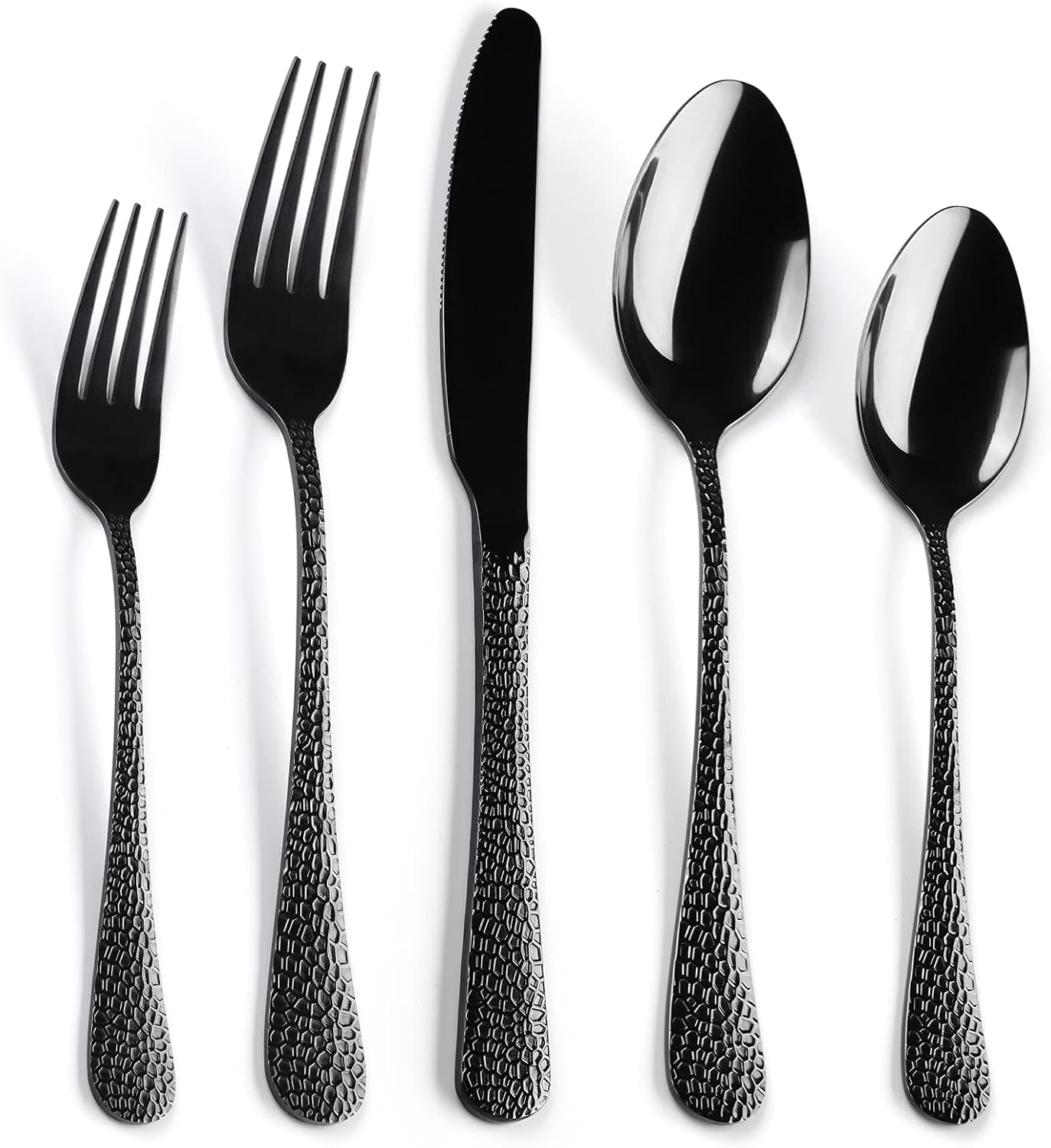 40 Piece Forged Black Flatware Set for 8 - Unique Dining Utensils