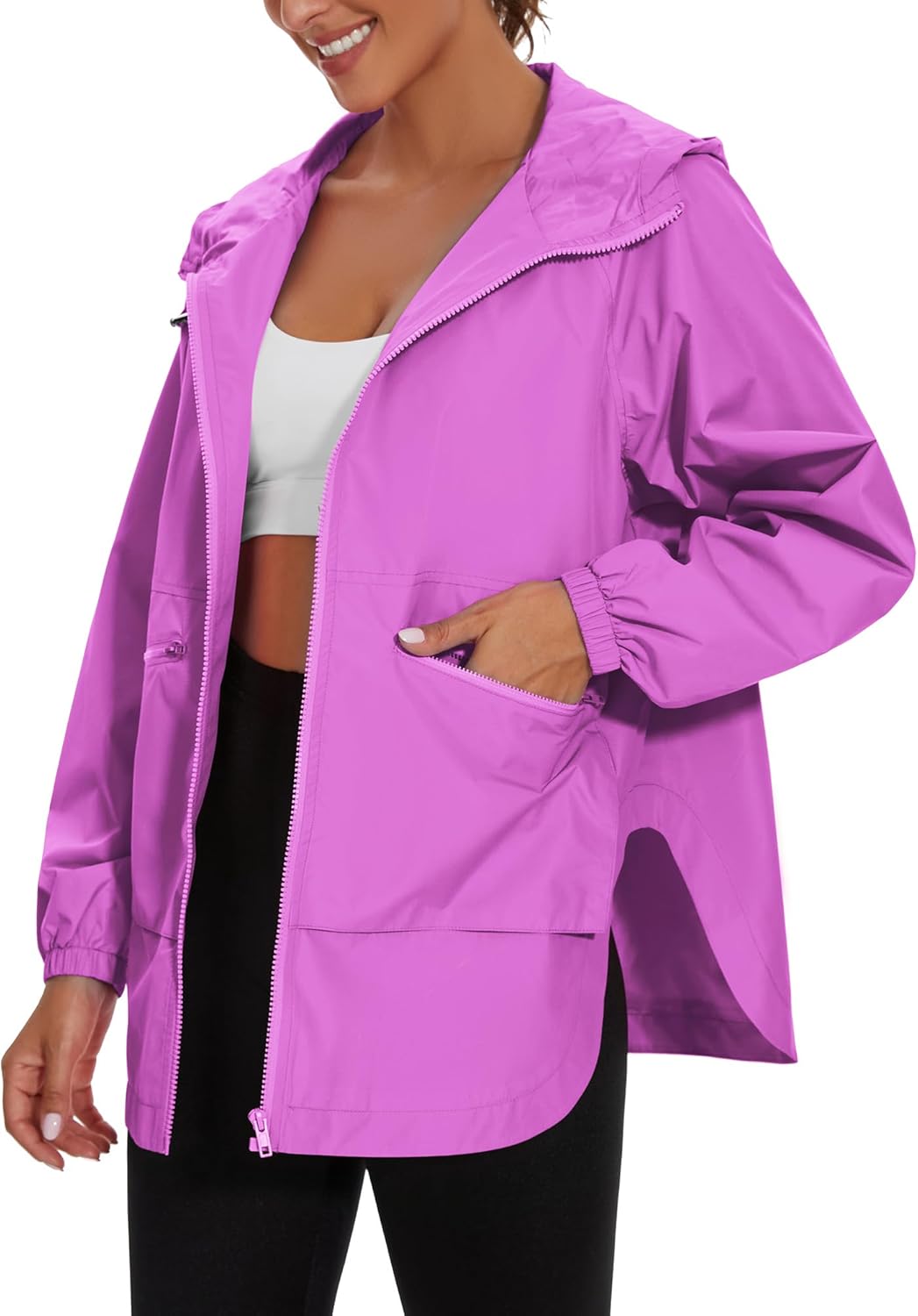 PESION Womens Waterproof Raincoat Lightweight Windbreaker Jacket