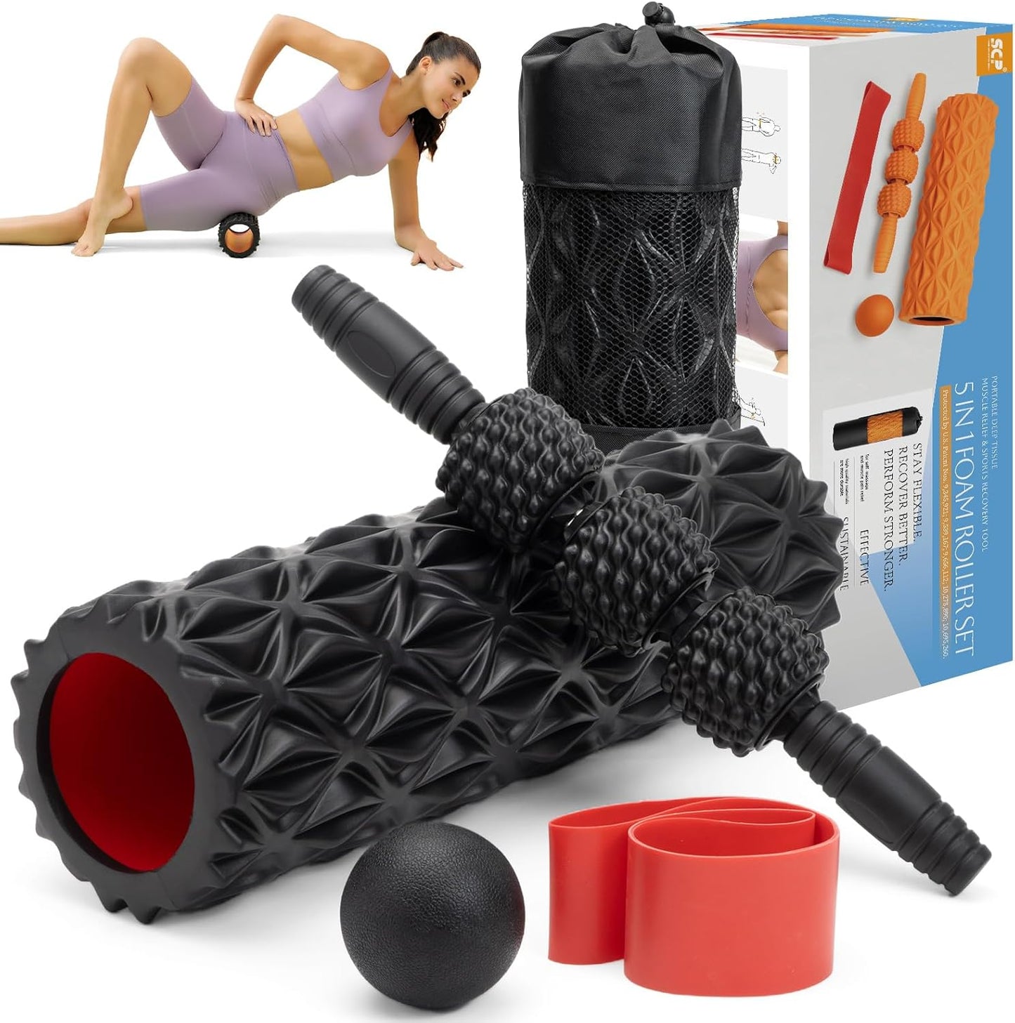 5 in 1 Foam Roller Set for Deep Muscle Massage and Fitness