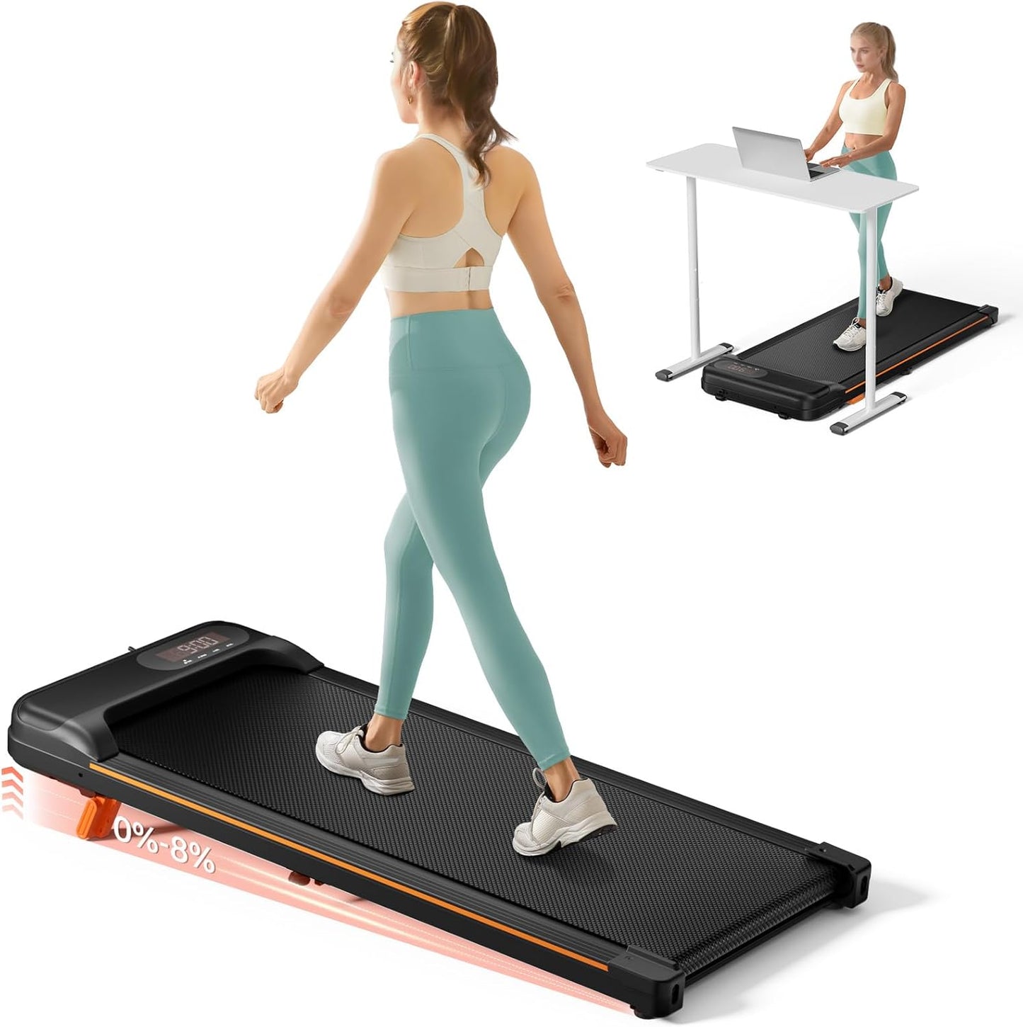 Abonow Incline Under Desk Treadmill - Portable & Powerful