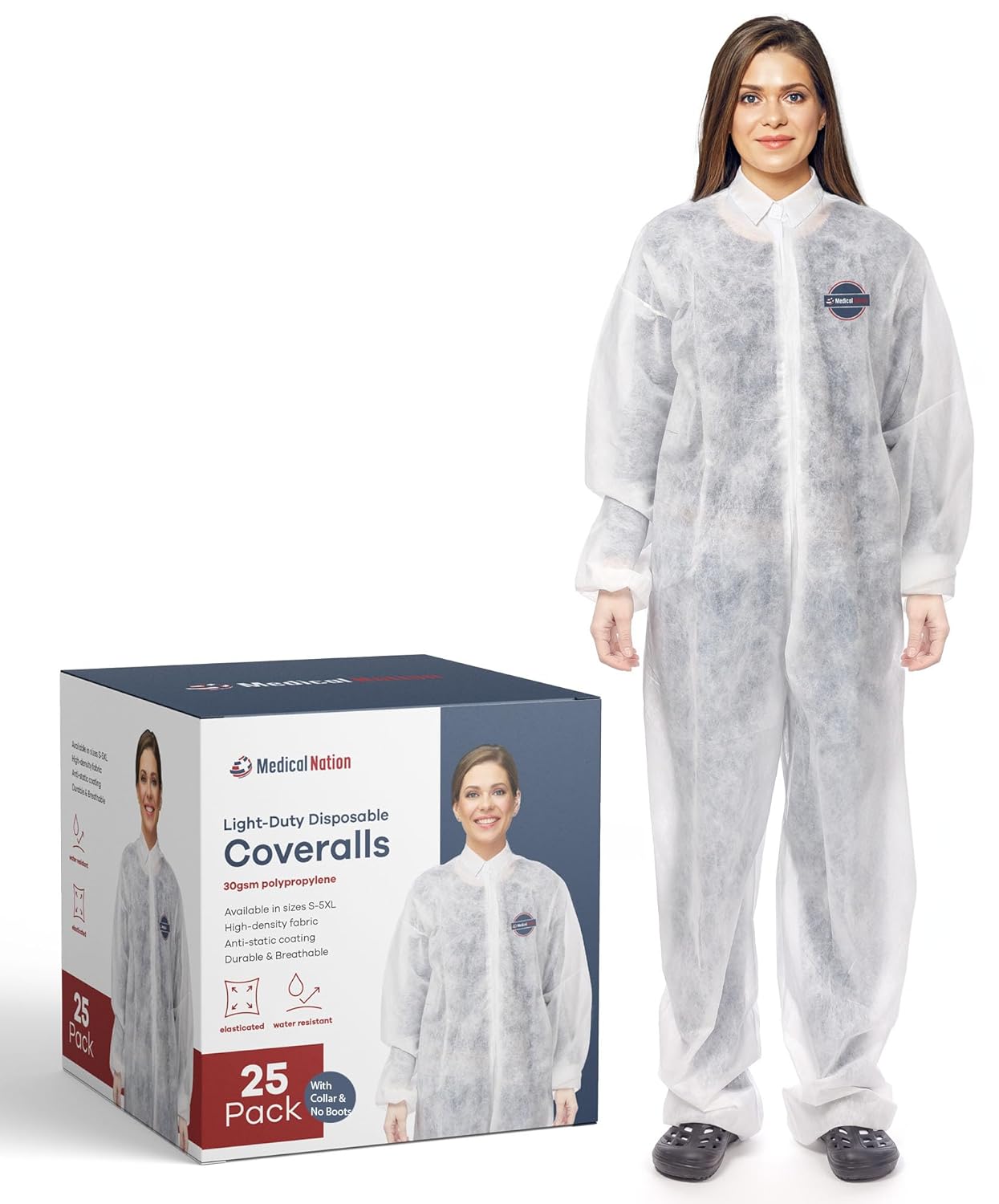 Hazmat Suits Disposable 25 Pack for Men & Women - Light Duty