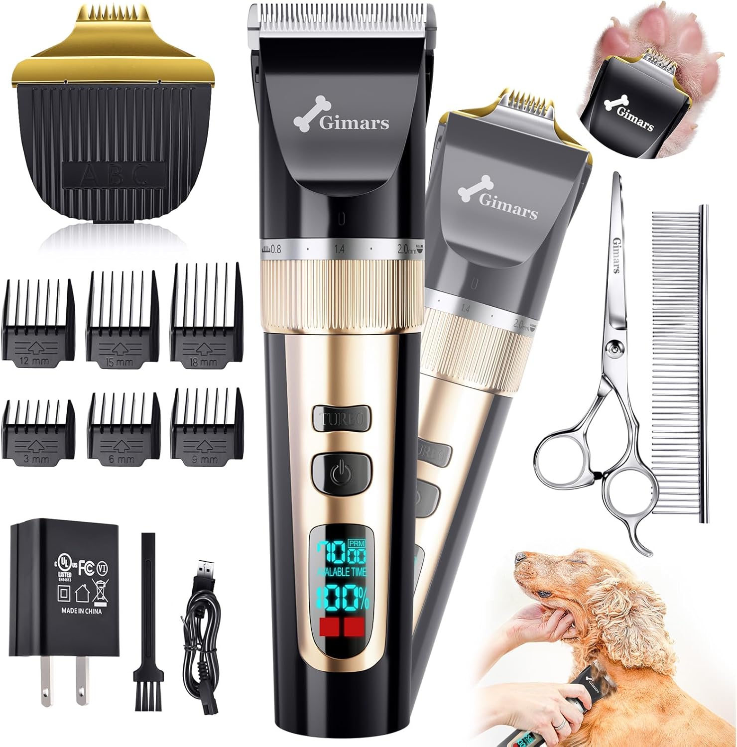 Gimars 4 in 1 Dog Grooming Clippers for Thick Coats & More