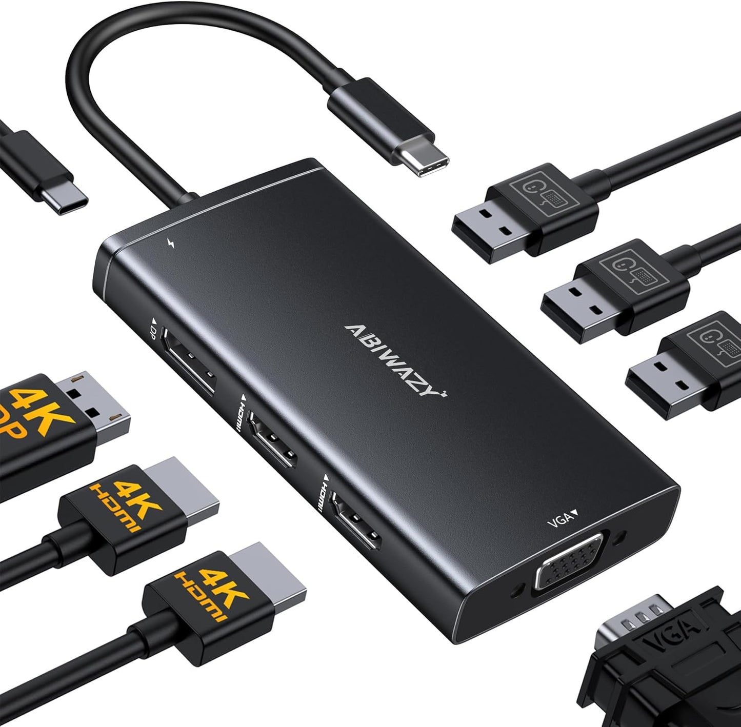 ABIWAZY USB C Docking Station for Dual Monitor Setup Needs
