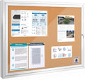 SWANCROWN Outdoor Enclosed Cork Bulletin Board 37x28 in - Weatherproof