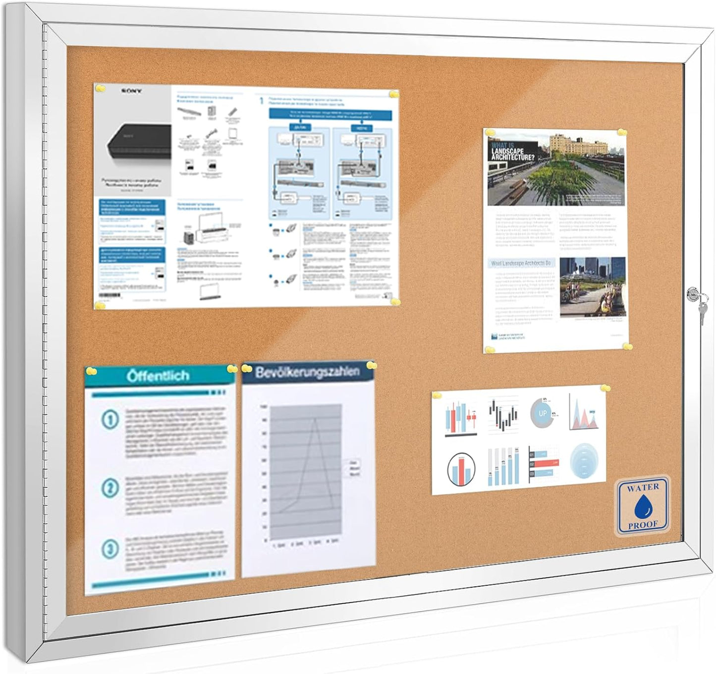 SWANCROWN Outdoor Enclosed Cork Bulletin Board for Notices